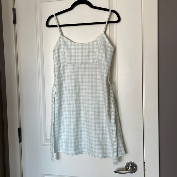 Brandy Melville White Green Plaid Colleen Mini Dress - Picture 3 of 5